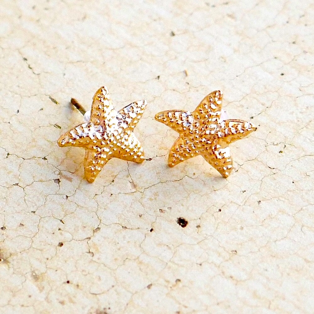 Gold Starfish Studs for Summer